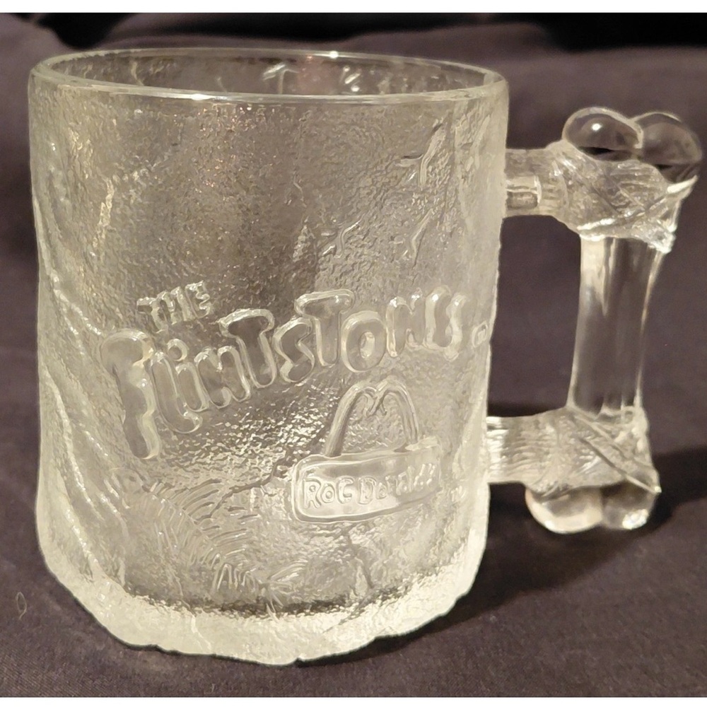 McDonald's Clear Textured Glass The Flintstones Collectible Mug